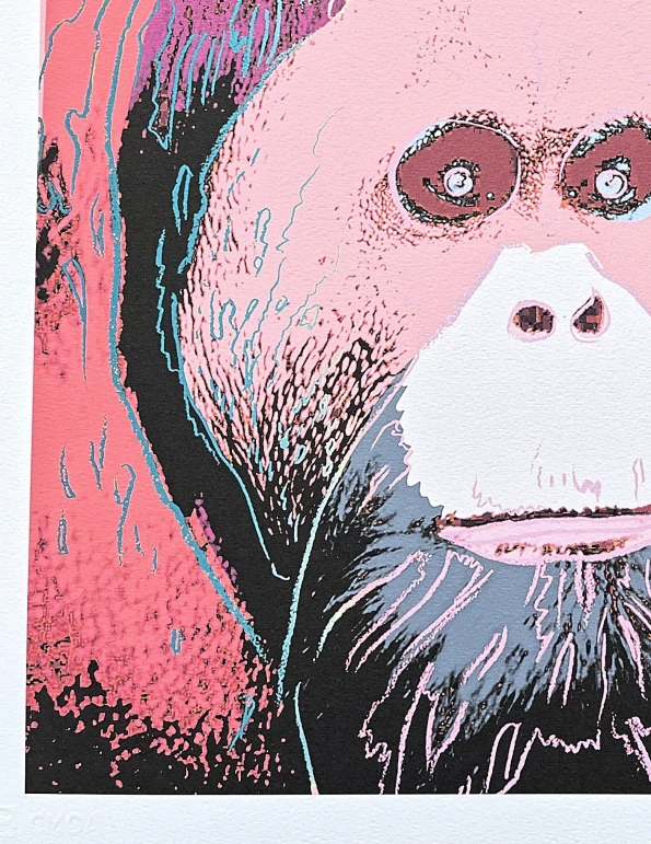 Andy Warhol - Orangutan béžovo-vínový 257/500 - signováno, 50x50cm, limitovaná edice CMOA s certifikátem
