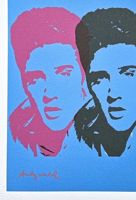 Andy Warhol - 3x Elvis Presley modré pozadí I 76/500 - signováno, 50x50cm, limitovaná edice CMOA s certifikátem