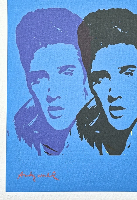 Andy Warhol - 3x Elvis Presley modré pozadí II 352/500 - signováno, 50x50cm, limitovaná edice CMOA s certifikátem