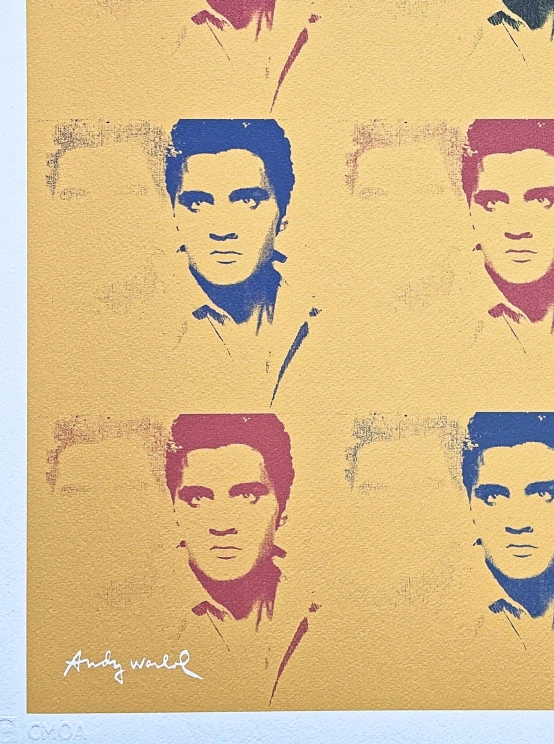 Andy Warhol - 9x Elvis Presley v béžové 78/500 - signováno, 50x50cm, limitovaná edice CMOA s certifikátem