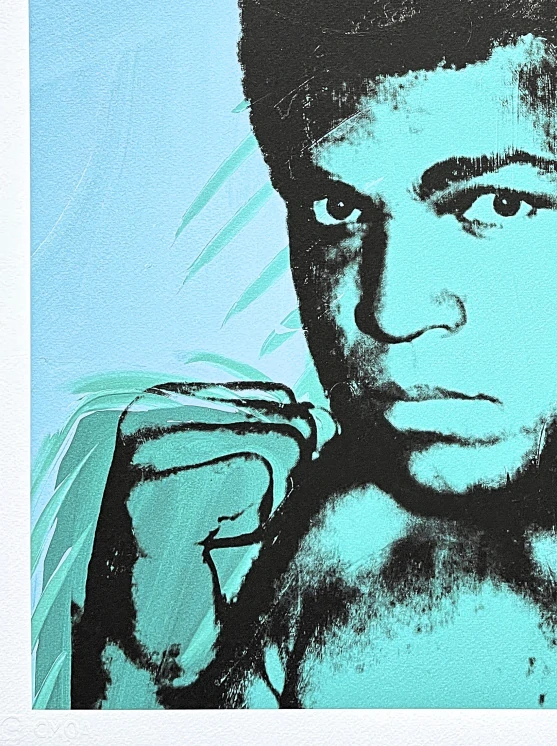 Andy Warhol - Muhammad Ali modrý 41/500 - signováno, 50x50cm, limitovaná edice CMOA s certifikátem