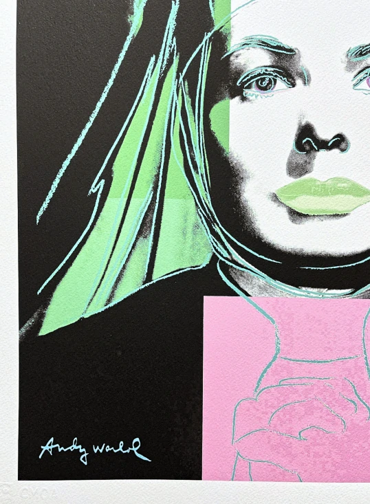 Andy Warhol - Ingrid Bergman as a Nun zeleno-růžová 324/500 - signováno, 50x50cm, limitovaná edice CMOA s certifikátem
