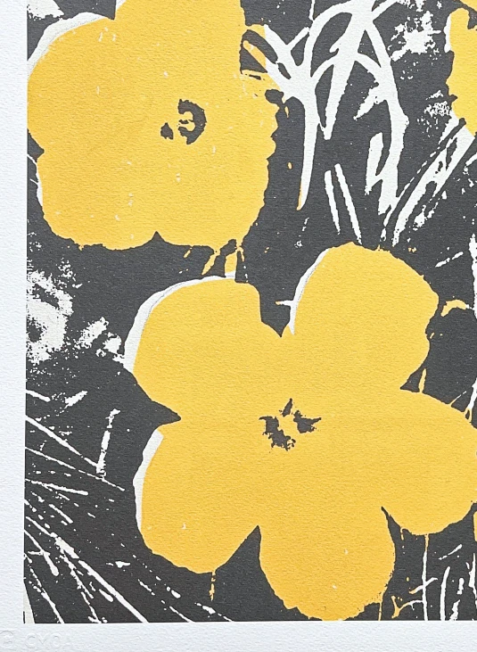 Andy Warhol - Flowers žluté na černém pozadí 99/500 - signováno, 50x50cm, limitovaná edice CMOA s certifikátem