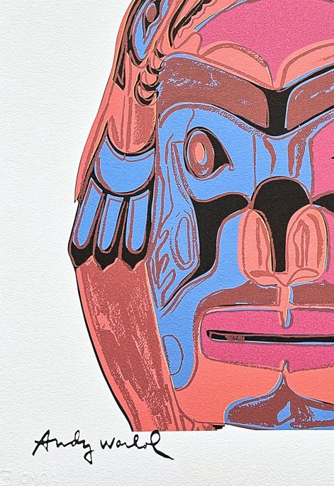 Andy Warhol - Northwest Coast Mask růžová 327/500 - signováno, 50x50cm, limitovaná edice CMOA s certifikátem