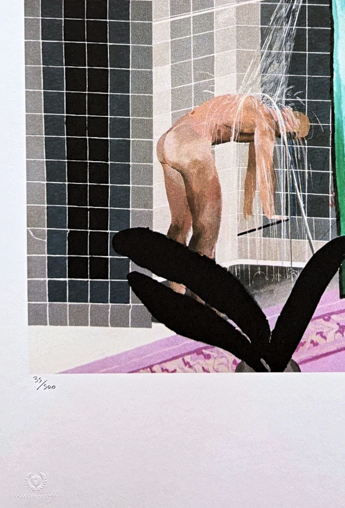 David Hockney - Man in Shower in Beverly Hills 35/500 - limitovaná edice, s certifikátem, 35x50 cm