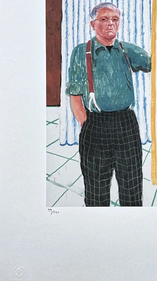 David Hockney - Self Portrait with red xandas 99/500 - limitovaná edice, s certifikátem, 35x50 cm