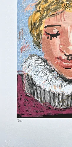 David Hockney - Portrait with blond hair 63/500 - limitovaná edice, s certifikátem, 35x50 cm