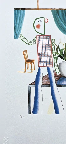 David Hockney - Invented Man revealing still life 80/500 - limitovaná edice, s certifikátem, 35x50 cm