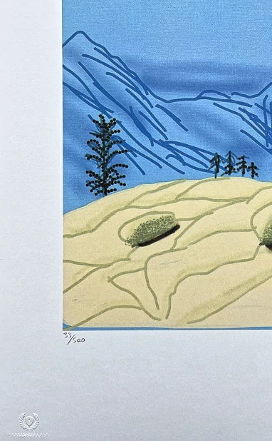 David Hockney - The Yosemite Suit - Blue mountains and stones 33/500 - limitovaná edice, s certifikátem, 35x50 cm