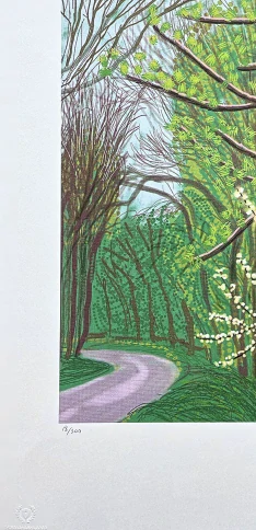 David Hockney - The Arrival of Spring in Woldgate - Trees with Road x/500 - limitovaná edice, s certifikátem, 35x50 cm