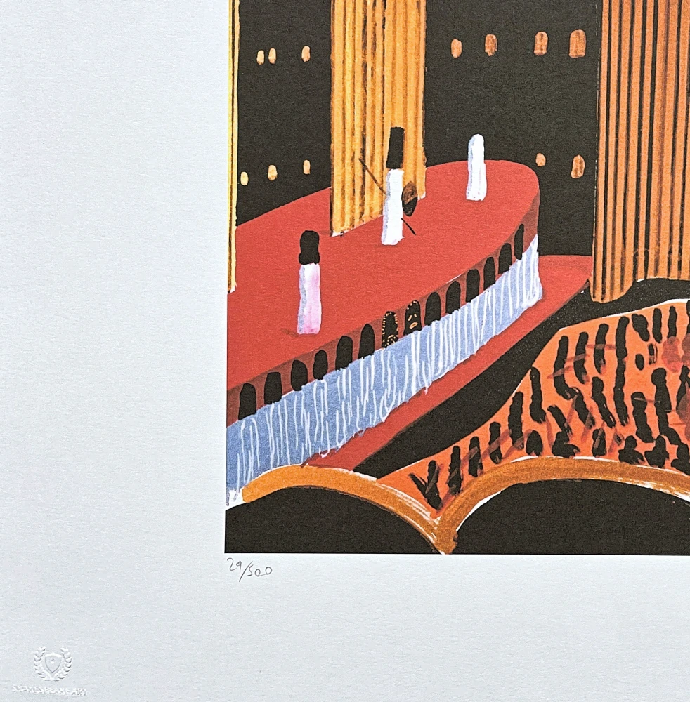 David Hockney - Theatre Hall II 29/500 - limitovaná edice s certifikátem, 50x35 cm