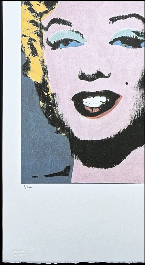 Andy Warhol - Marilyn Monroe tmavě šedá s oranžovým límečkem 61/100 - edice Leo Castelli s certifikátem