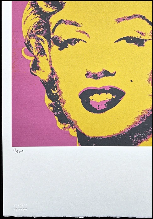 Andy Warhol - Marilyn Monroe žlutá na růžovém pozadí 12/100 - edice Leo Castelli s certifikátem