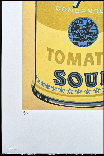 Andy Warhol - Campbell's Soup Tomato Soup žlutá na žlutém pozadí 39/100 - edice Leo Castelli s certifikátem