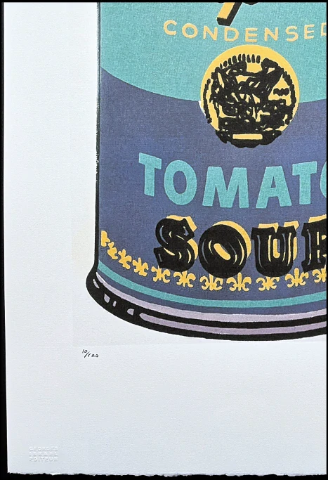 Andy Warhol - Campbell's Soup Tomato Soup modrá na bílém pozadí 10/100 - edice Leo Castelli s certifikátem