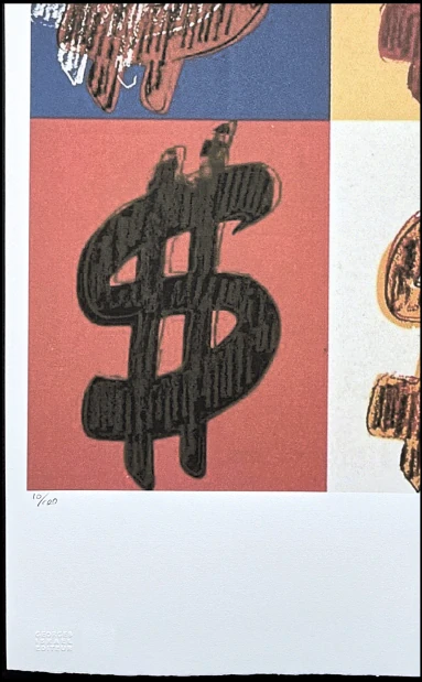 Andy Warhol - 4x Dollar Sign hnědý 10/100 - edice Leo Castelli s certifikátem