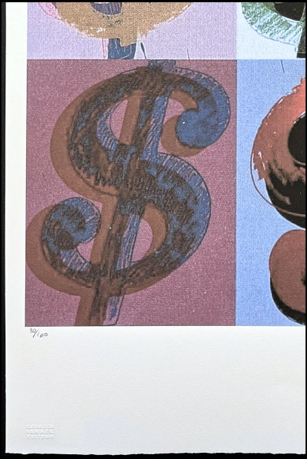 Andy Warhol - 4x Dollar Sign barevný 80/100 - edice Leo Castelli s certifikátem