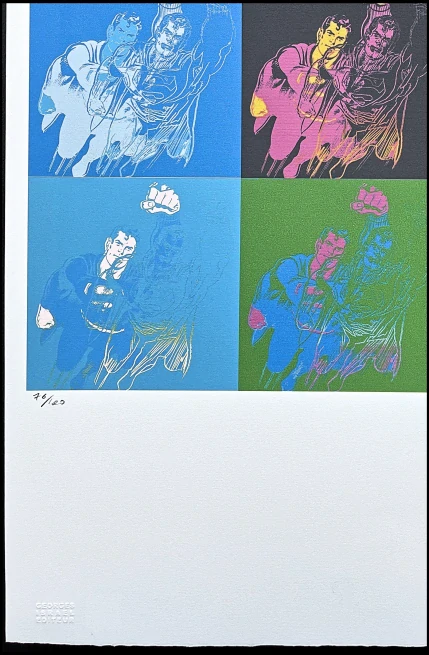 Andy Warhol - 9x Superman barevný 76/100 - edice Leo Castelli s certifikátem