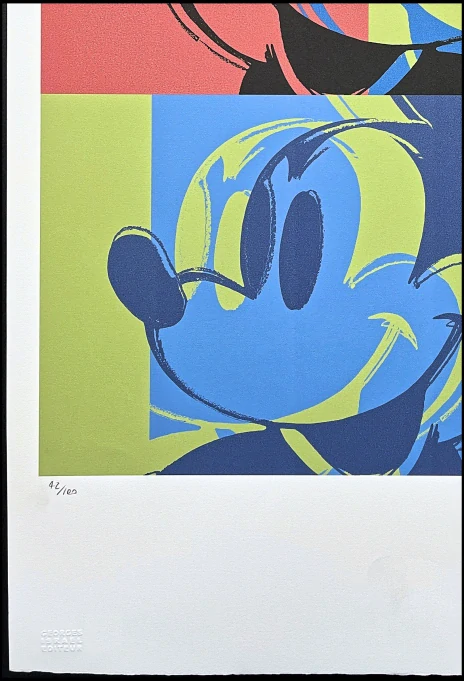 Andy Warhol - Mickey Mouse červeno-zeleno-modrý 42/100 - edice Leo Castelli s certifikátem