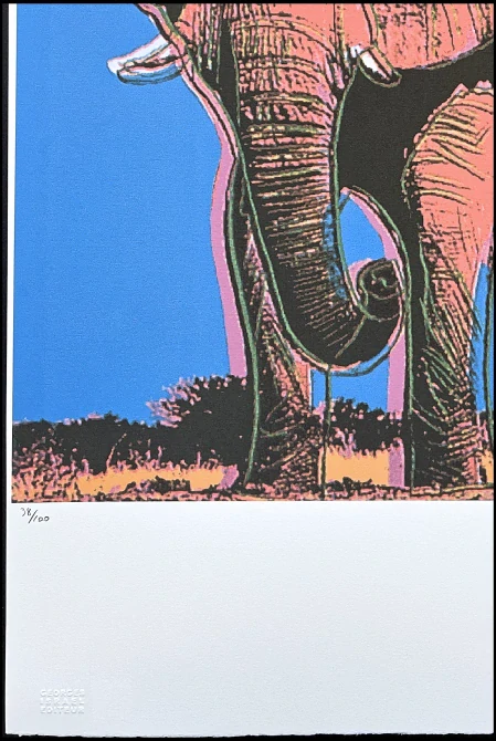 Andy Warhol - Elephnat na modrém pozadí 38/100 - edice Leo Castelli s certifikátem