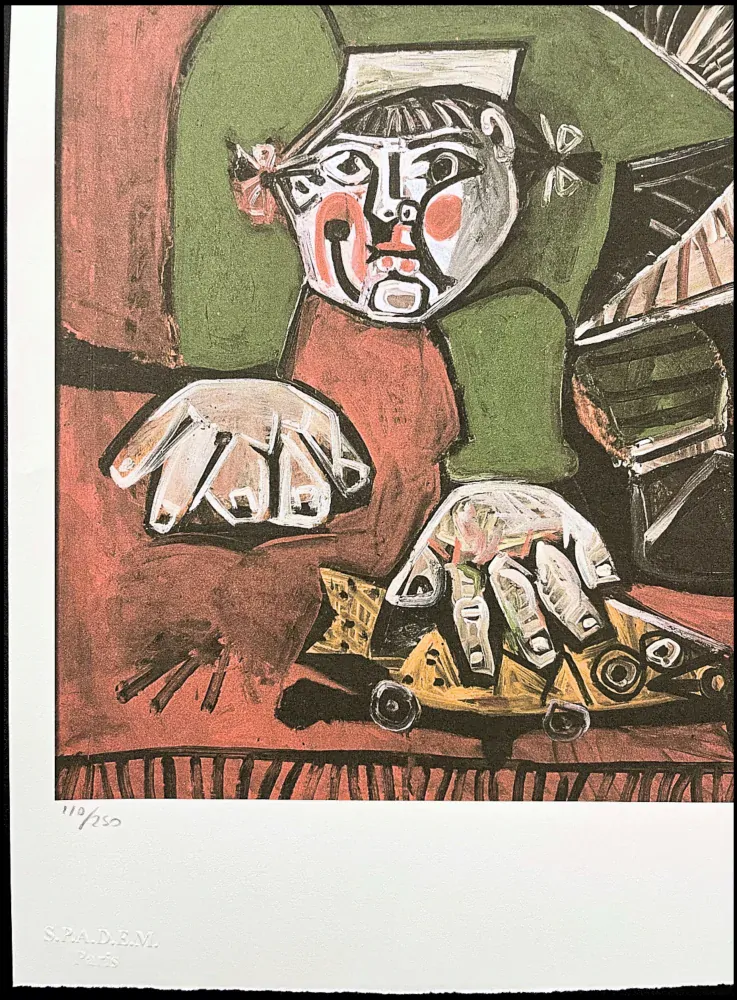 Pablo Picasso - Paloma with celluloid fish 110/250 - signováno, 28.5x38 cm