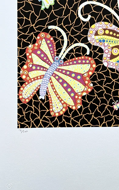 Yayoi Kusama - Butterflies 181/500 - signováno, číslovaná edice, 50x65 cm