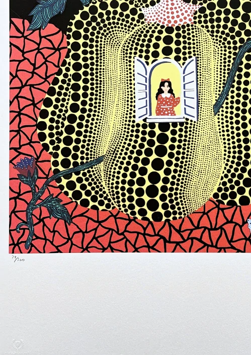 Yayoi Kusama - Hello x/500 - signováno, číslovaná edice, 50x65 cm