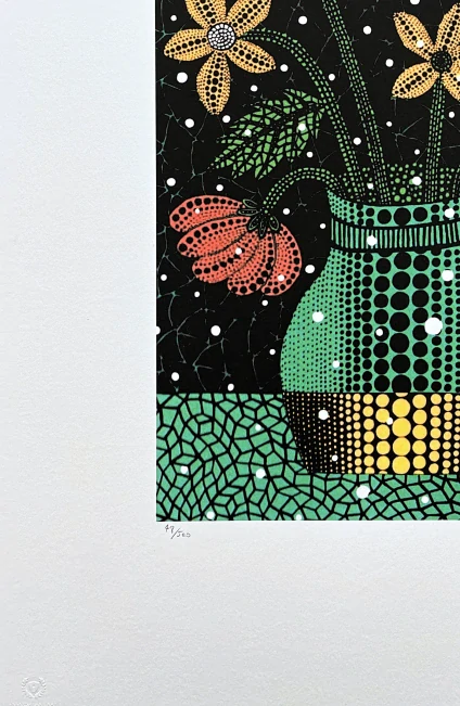 Yayoi Kusama - Flowers in the vase x/500 - signováno, číslovaná edice, 50x65 cm