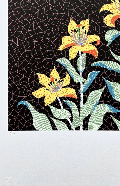 Yayoi Kusama - Lilies x/500 - signováno, číslovaná edice, 50x65 cm