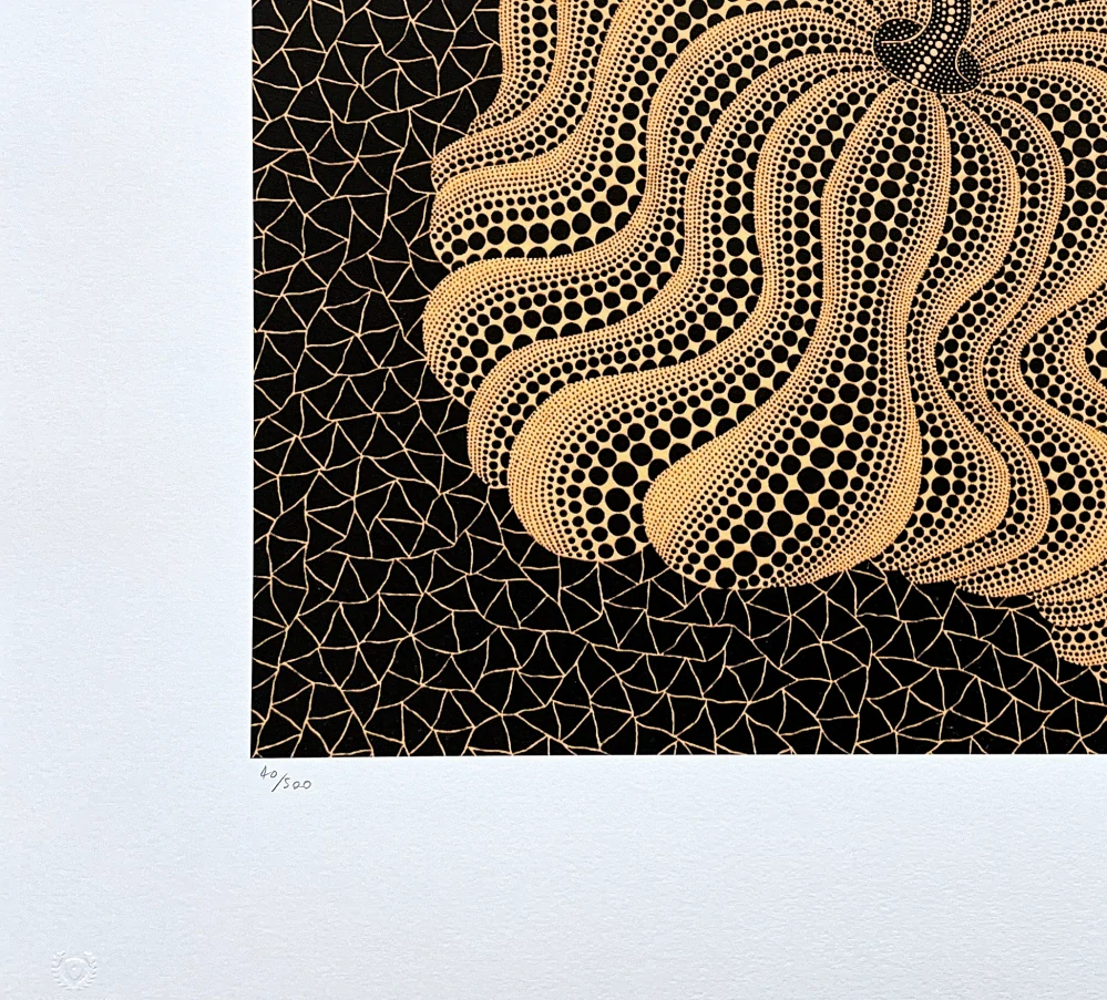 Yayoi Kusama - Dancing Pumpkin černá 40/500 - signováno, číslovaná edice, 65x50 cm