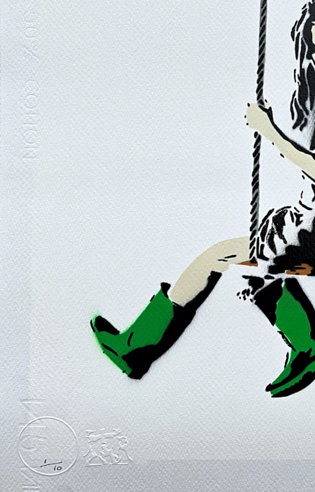 BANKSY/NOT BANKSY - Love is in the air 7/10 - originální ručně stříkaný sprej na papíře
