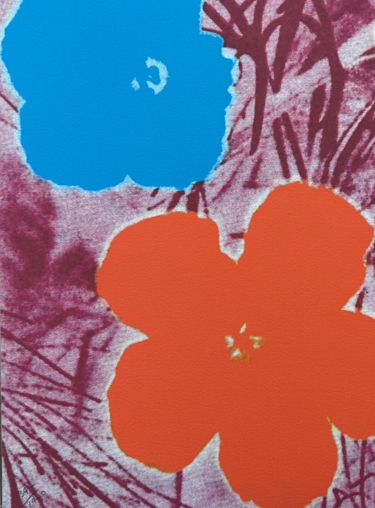 Andy Warhol - Flowers oranžovo-žluté 347/2400 - 60x60cm, limitovaná edice CMOA s certifikátem