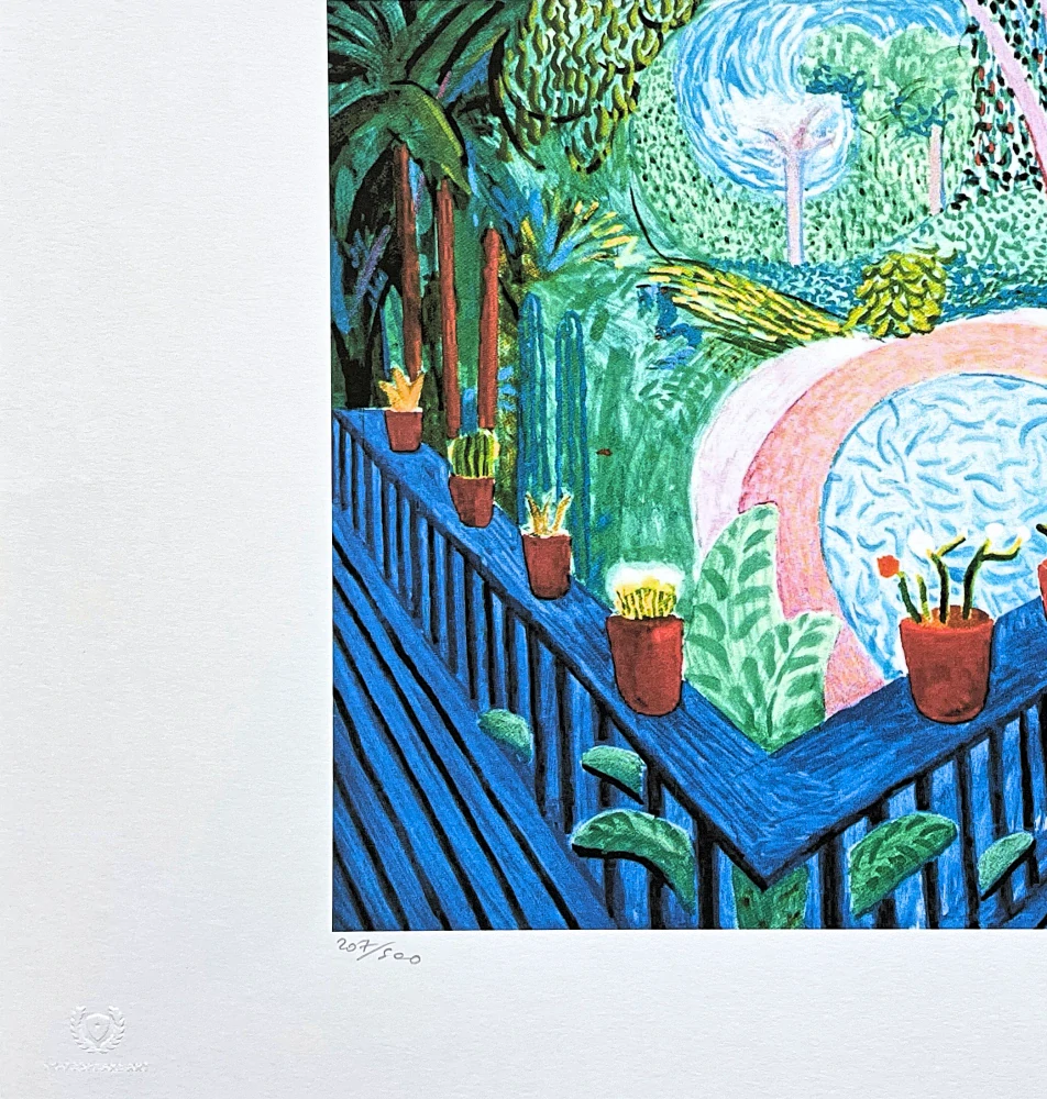 David Hockney - Red pots in the garden 207/500 - limitovaná edice s certifikátem, 50x35 cm