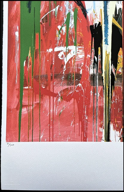 Jean-Michel Basquiat - Red untitled 75/300 - limitovaná edice, signováno, 50x70cm