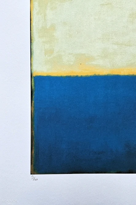 Mark Rothko - No. 16 – yellow, white, blue over yellow on grey x/200 - signováno, s certifikátem, 50x65 cm