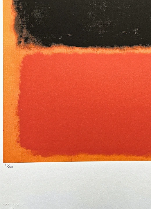 Mark Rothko - After red and black square on orange background 77/200 - signováno, s certifikátem, 50x65 cm