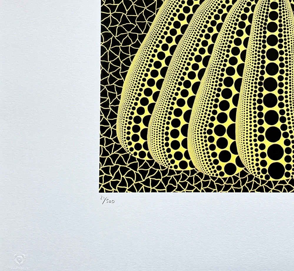 Yayoi Kusama - Yellow pumpkin on black III x/500 - signováno, číslovaná edice, 65x50 cm