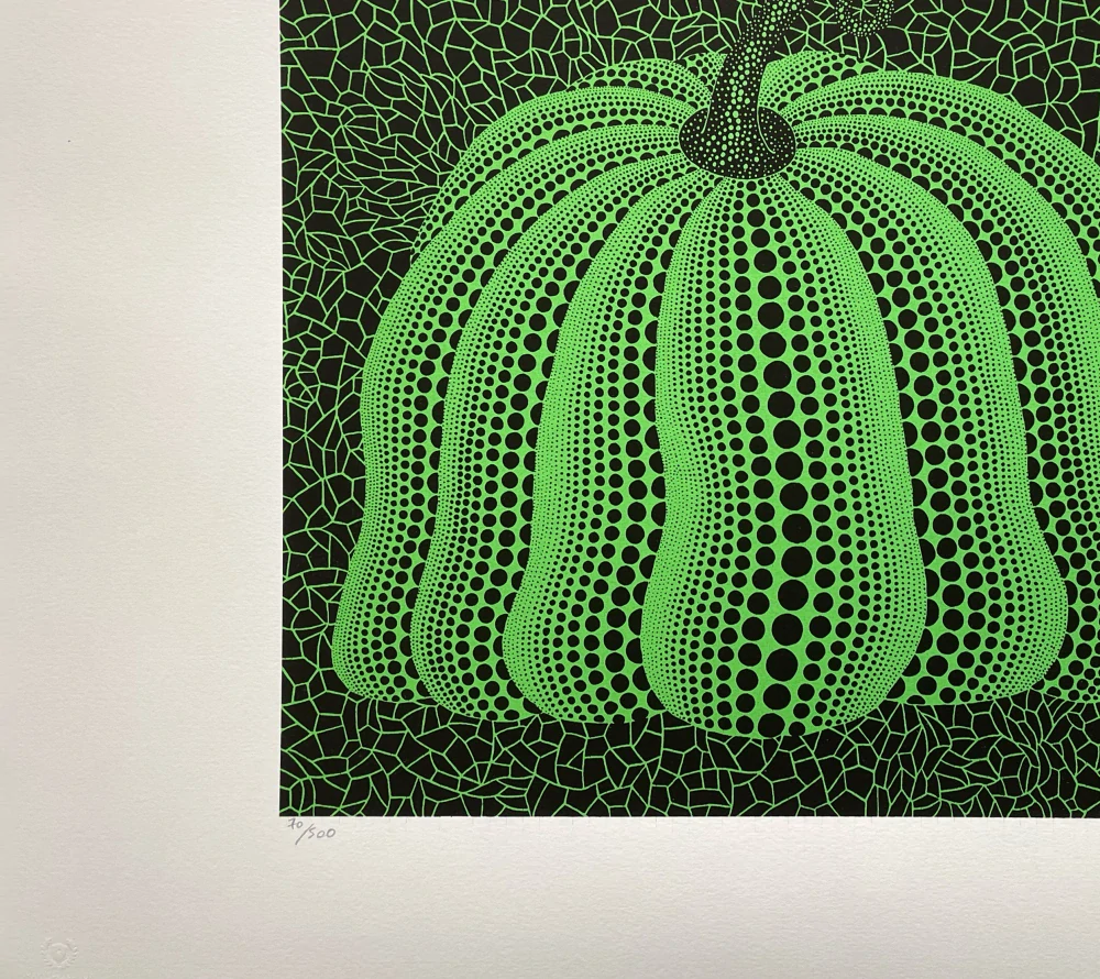 Yayoi Kusama - Green pumpkin x/500 - signováno, číslovaná edice, 65x50 cm
