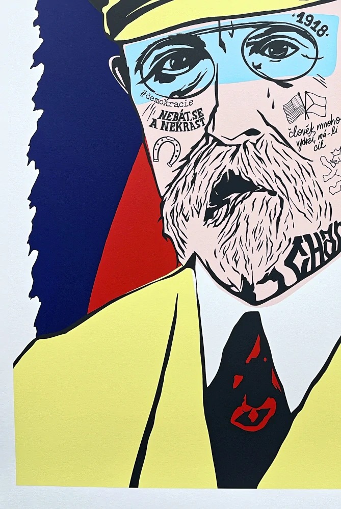 Pasta Oner - TGM - Tomáš Garrigue Masaryk žlutá, 3/107 - originální serigrafie, signováno limitovaná edice, 50x70cm