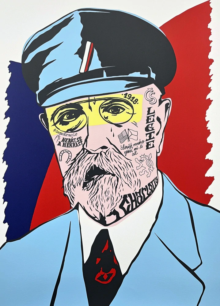 Pasta Oner - AKCE - SADA - 2x serigrafie - Václav Havel + Tomáš Garrigue Masaryk - 2 kusy originálních serigrafií, signováno, limitované edice, 50x70cm