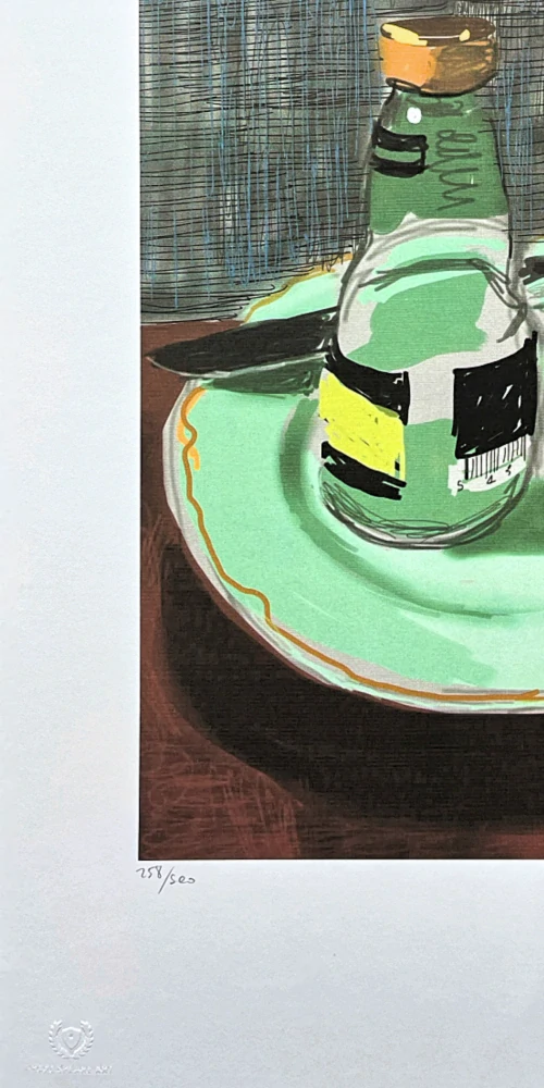 David Hockney - Glass bottles 258/500 - limitovaná edice, s certifikátem, 35x50 cm