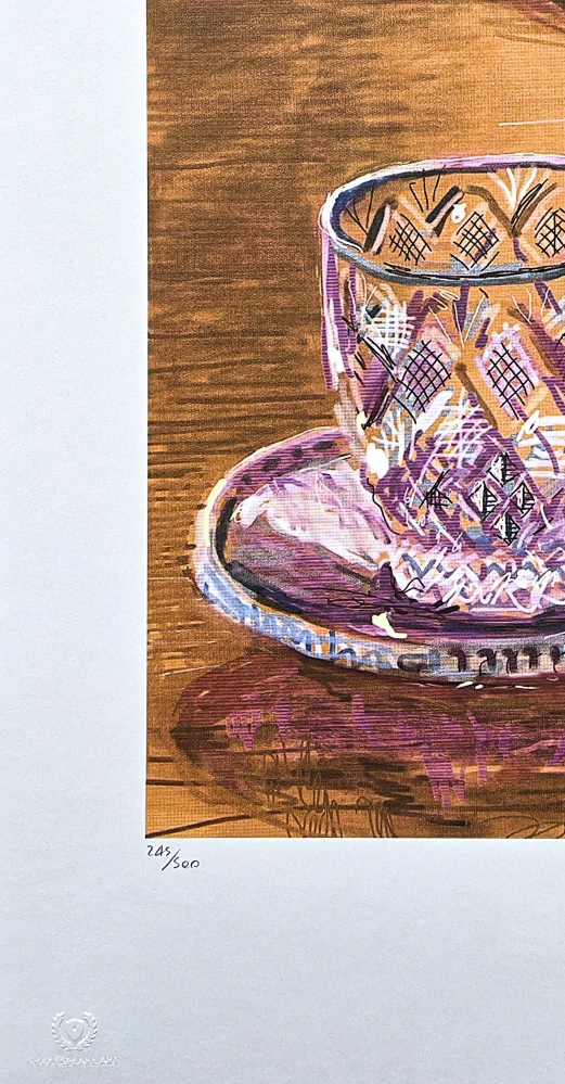 David Hockney - Glass cup 245/500 - limitovaná edice, s certifikátem, 35x50 cm