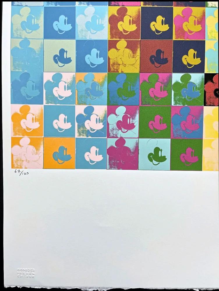 Andy Warhol - Mickey Mouse barevná koláž 67/100 - edice Leo Castelli s certifikátem
