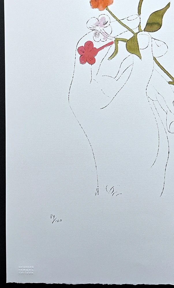 Andy Warhol - Hand with Flowers 89/100 - edice Leo Castelli s certifikátem