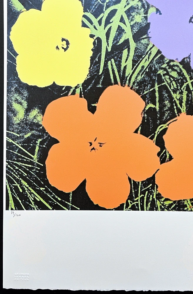 Andy Warhol - Flowers fialovo-oranžový 89/100 - edice Leo Castelli s certifikátem