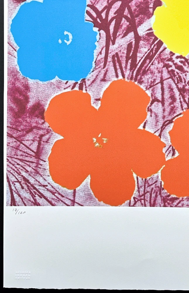 Andy Warhol - Flowers žluto-modro-oranžové 17/100 - edice Leo Castelli s certifikátem