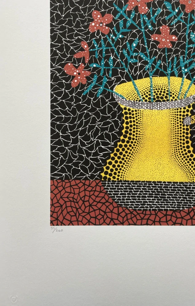 Yayoi Kusama - Flowers and Vase x/500 - signováno, číslovaná edice, 50x65 cm