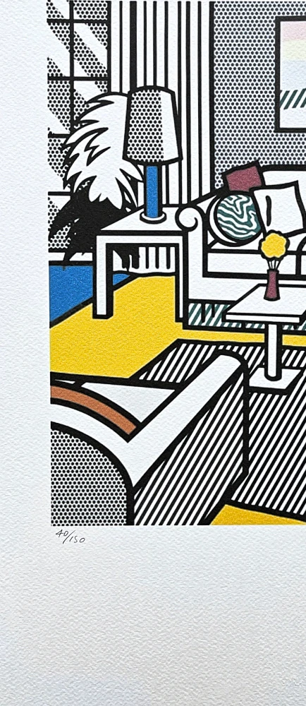 Roy Lichtenstein - Interior with Restful paintings - signováno, 35x50cm, limitovaná edice 40/150