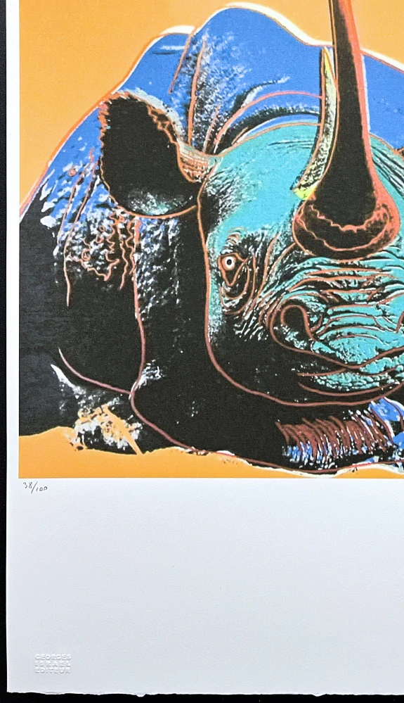 Andy Warhol - Rhinoceros žluto-modrý 38/100 - edice Leo Castelli s certifikátem