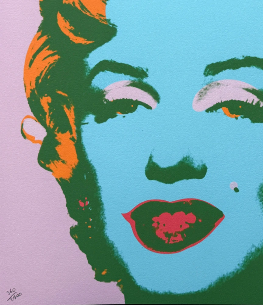 Andy Warhol - Marilyn Monroe modro-růžová 360/2400 - 60x60cm, limitovaná edice CMOA s certifikátem
